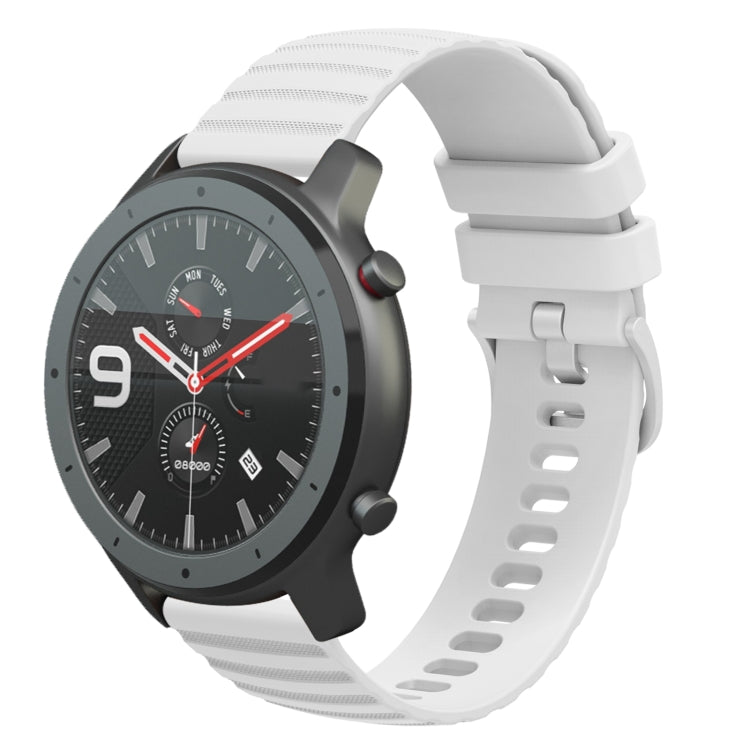 For Amazfit GTR 47mm 22mm Wavy Dotted Solid-Color Silicone Watch Band