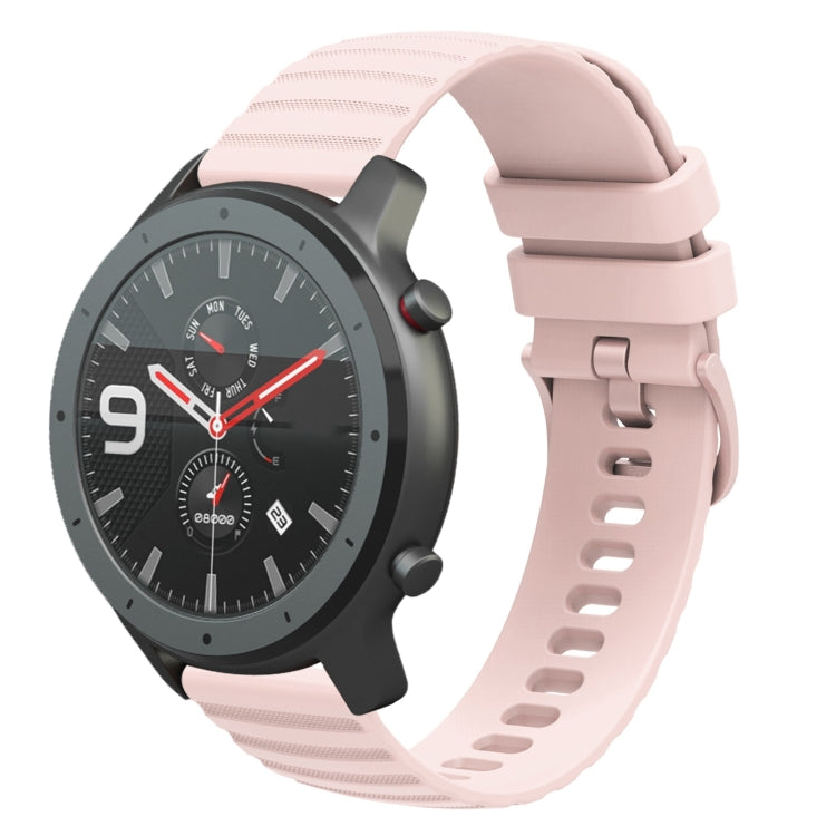 For Amazfit GTR 47mm 22mm Wavy Dotted Solid-Color Silicone Watch Band