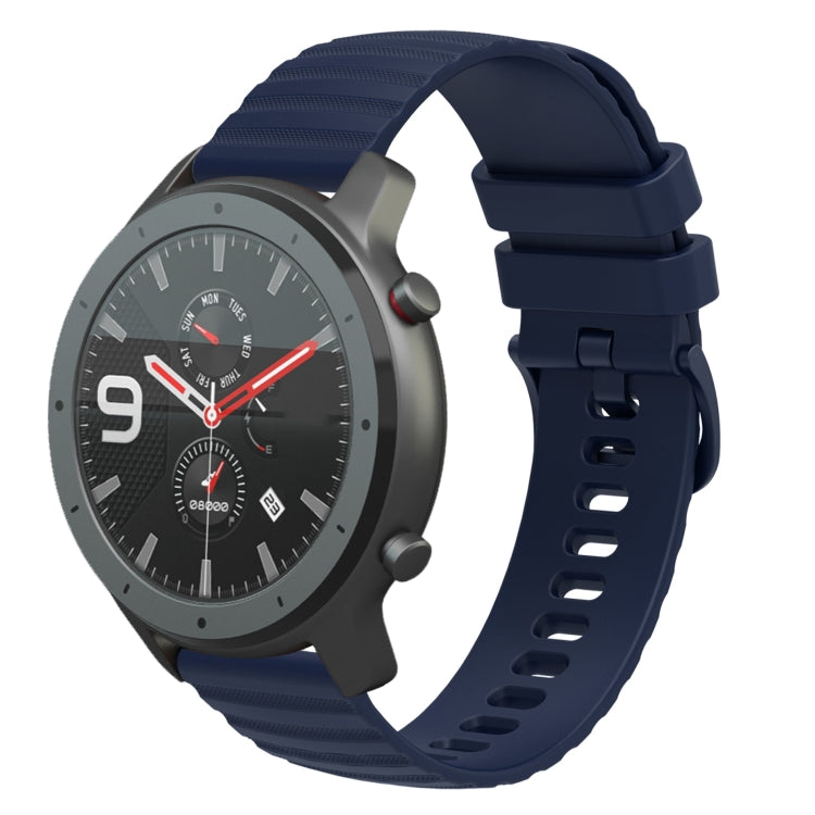 For Amazfit GTR 47mm 22mm Wavy Dotted Solid-Color Silicone Watch Band