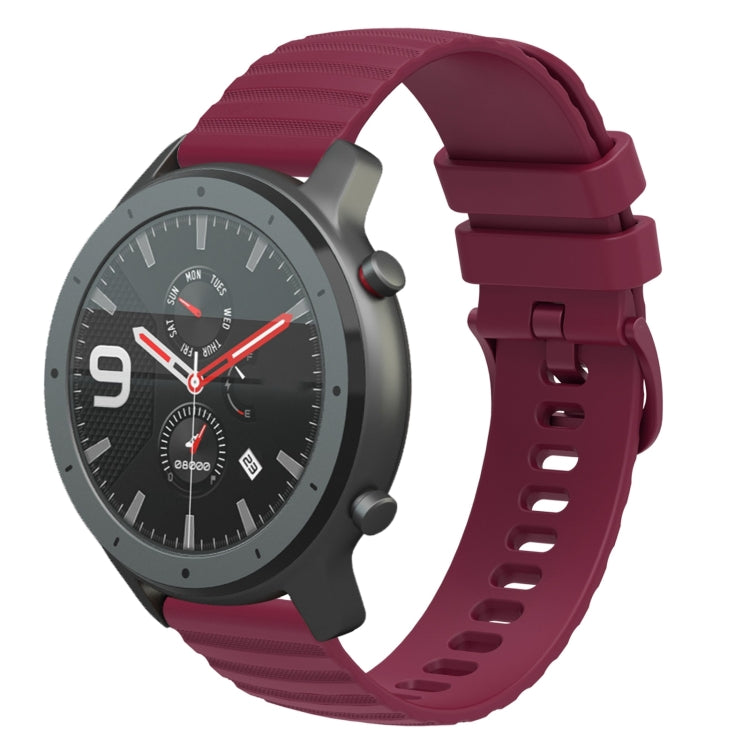 For Amazfit GTR 47mm 22mm Wavy Dotted Solid-Color Silicone Watch Band