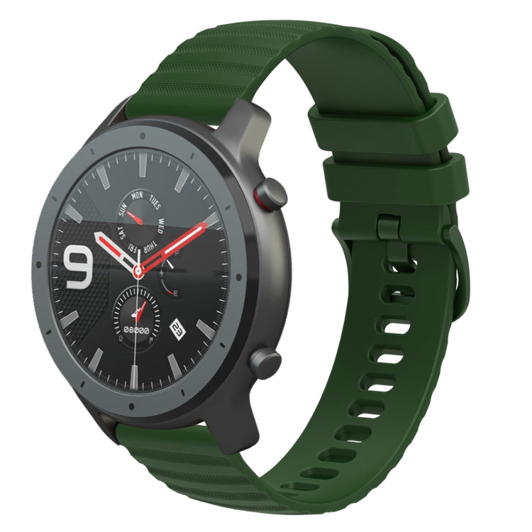 For Amazfit GTR 47mm 22mm Wavy Dotted Solid-Color Silicone Watch Band