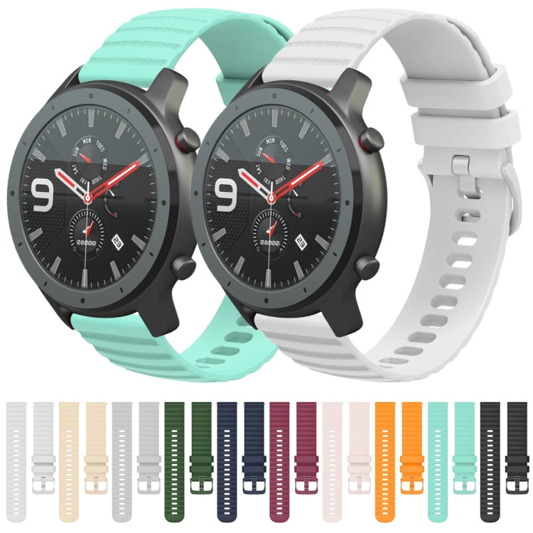 For Amazfit GTR 47mm 22mm Wavy Dotted Solid-Color Silicone Watch Band