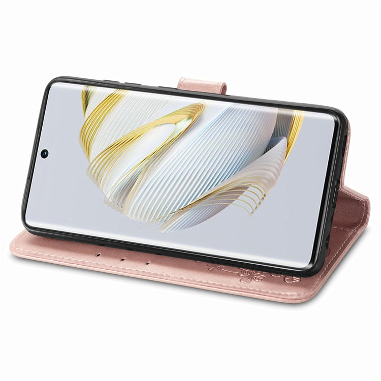 For Huawei Nova 10 Four-leaf Clasp Embossed Buckle Leather Phone Case