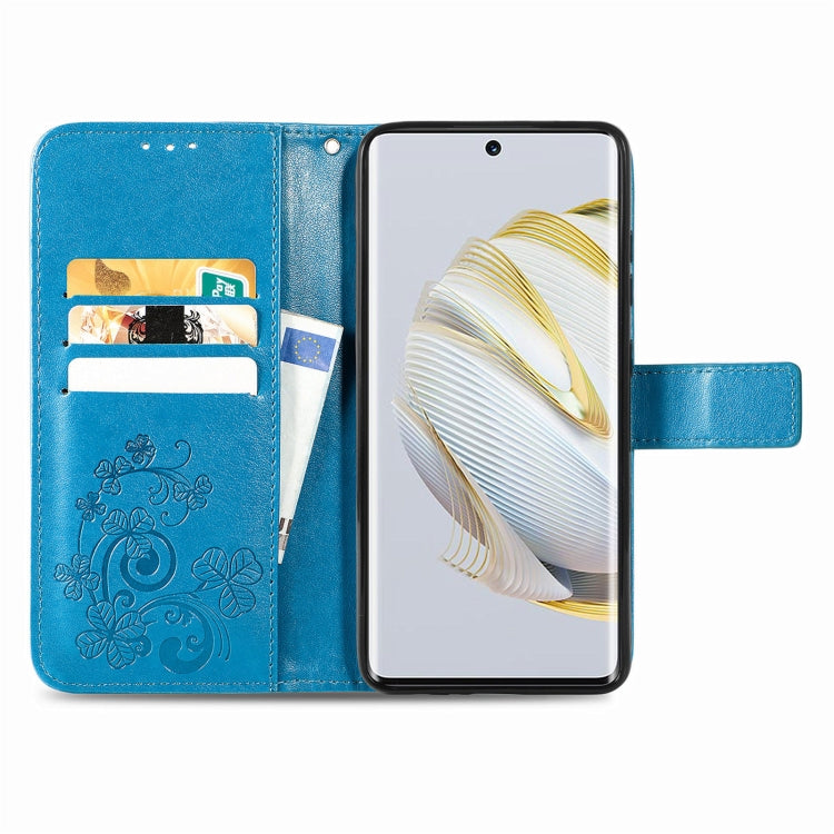 For Huawei Nova 10 Four-leaf Clasp Embossed Buckle Leather Phone Case