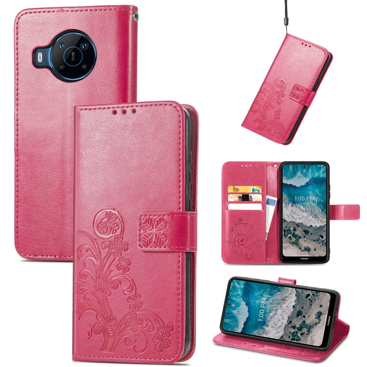 For Nokia X100 5G Four-leaf Clasp Embossed Buckle Leather Phone Case