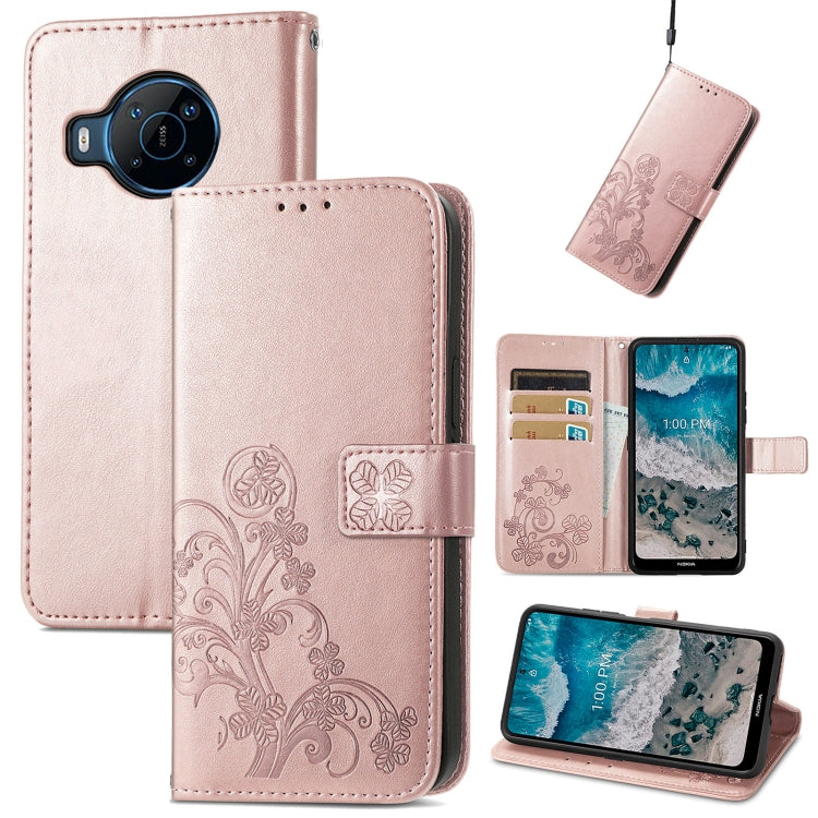 For Nokia X100 5G Four-leaf Clasp Embossed Buckle Leather Phone Case