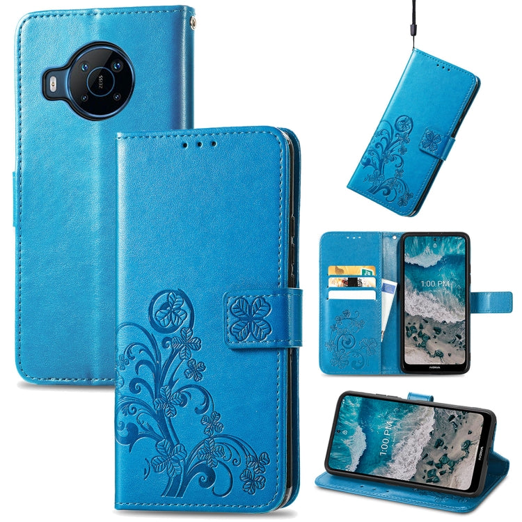 For Nokia X100 5G Four-leaf Clasp Embossed Buckle Leather Phone Case