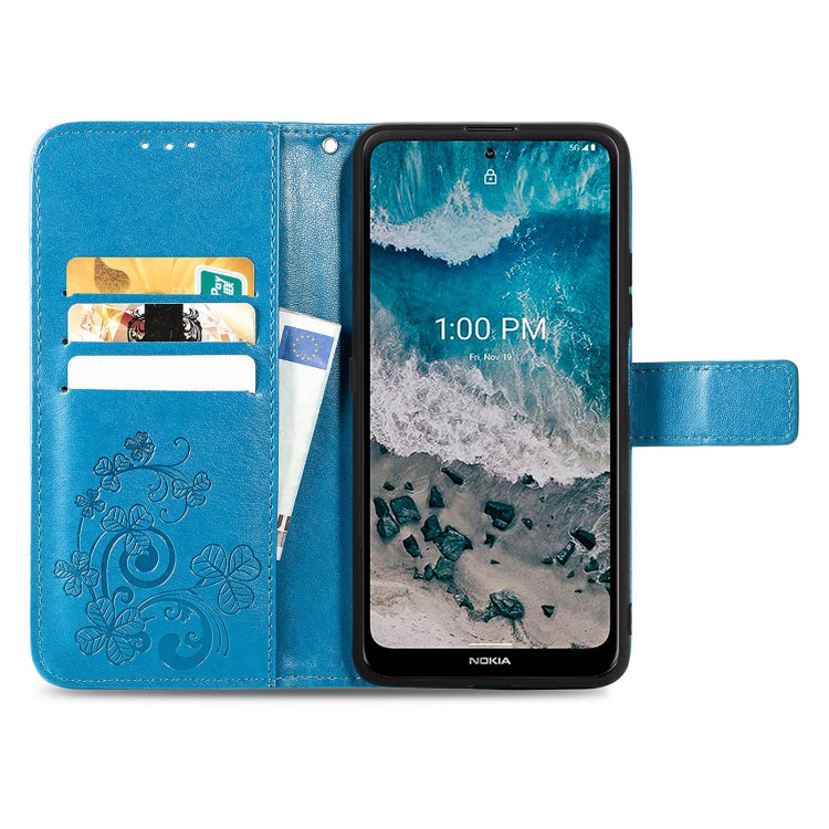 For Nokia X100 5G Four-leaf Clasp Embossed Buckle Leather Phone Case