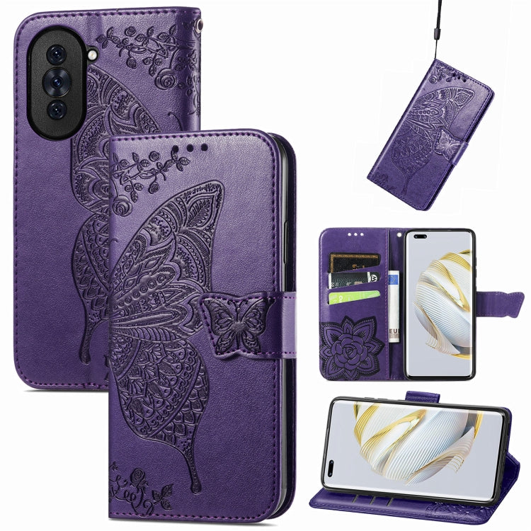 For Huawei Nova 10 Pro Butterfly Love Flower Embossed Leather Phone Case