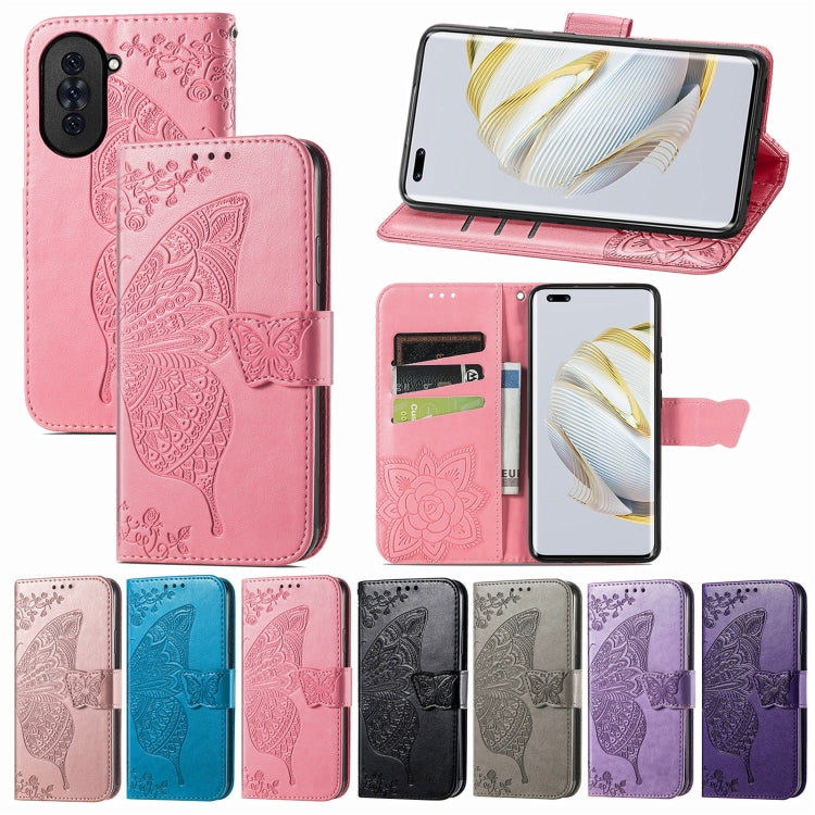 For Huawei Nova 10 Pro Butterfly Love Flower Embossed Leather Phone Case