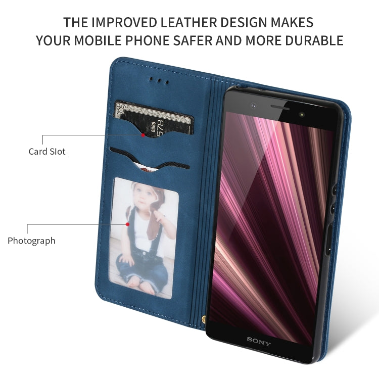 Retro Skin Feel Business Magnetic Horizontal Flip Leather Case for Sony Xperia XZ4 Compact(Navy Blue)