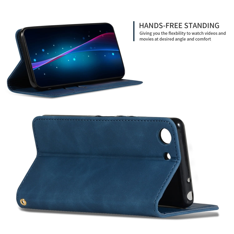 Retro Skin Feel Business Magnetic Horizontal Flip Leather Case for Sony Xperia XZ4 Compact(Navy Blue)