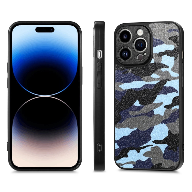For iPhone 14 Pro Camouflage Leather Back Cover Phone Case