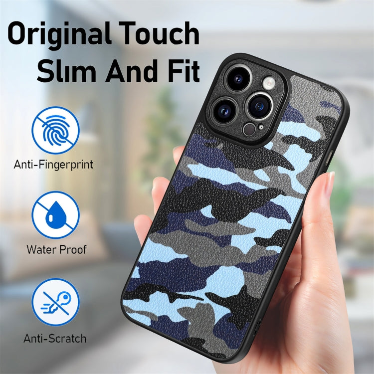 For iPhone 14 Pro Camouflage Leather Back Cover Phone Case