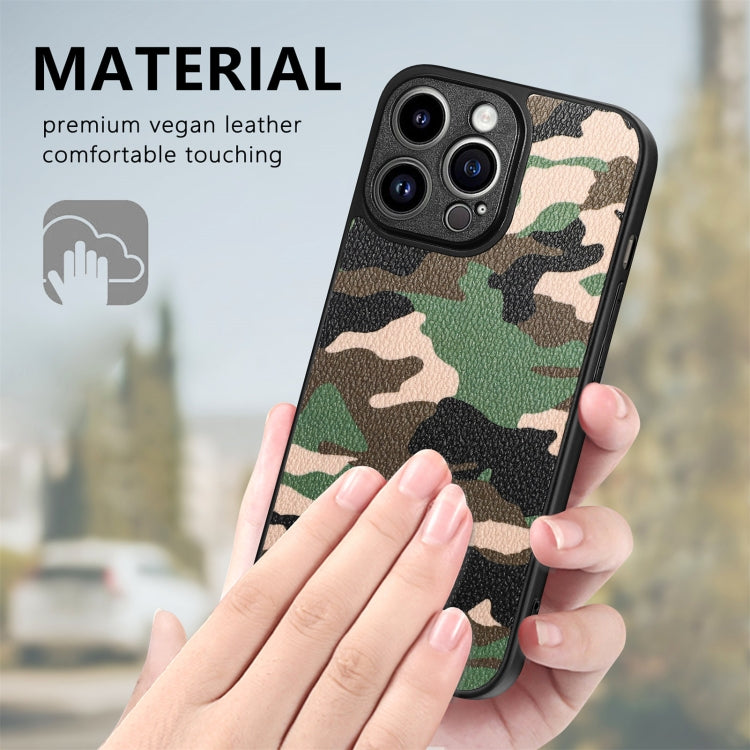 For iPhone 14 Pro Camouflage Leather Back Cover Phone Case