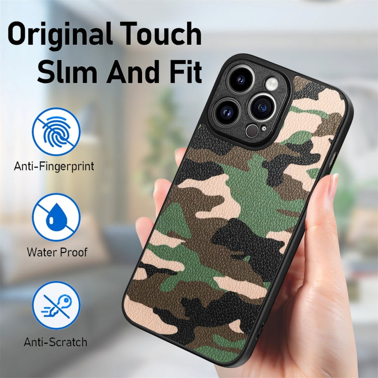For iPhone 14 Pro Camouflage Leather Back Cover Phone Case