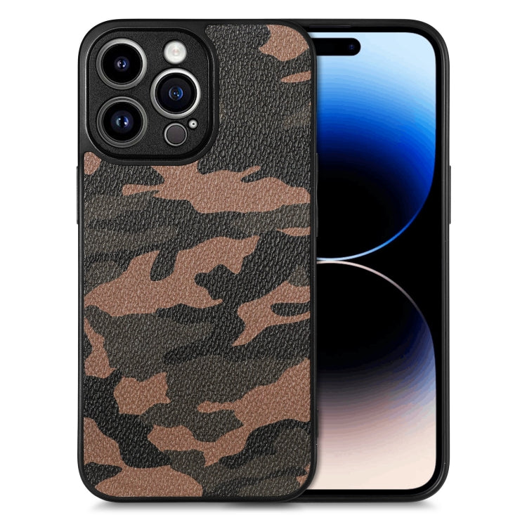 For iPhone 14 Pro Camouflage Leather Back Cover Phone Case