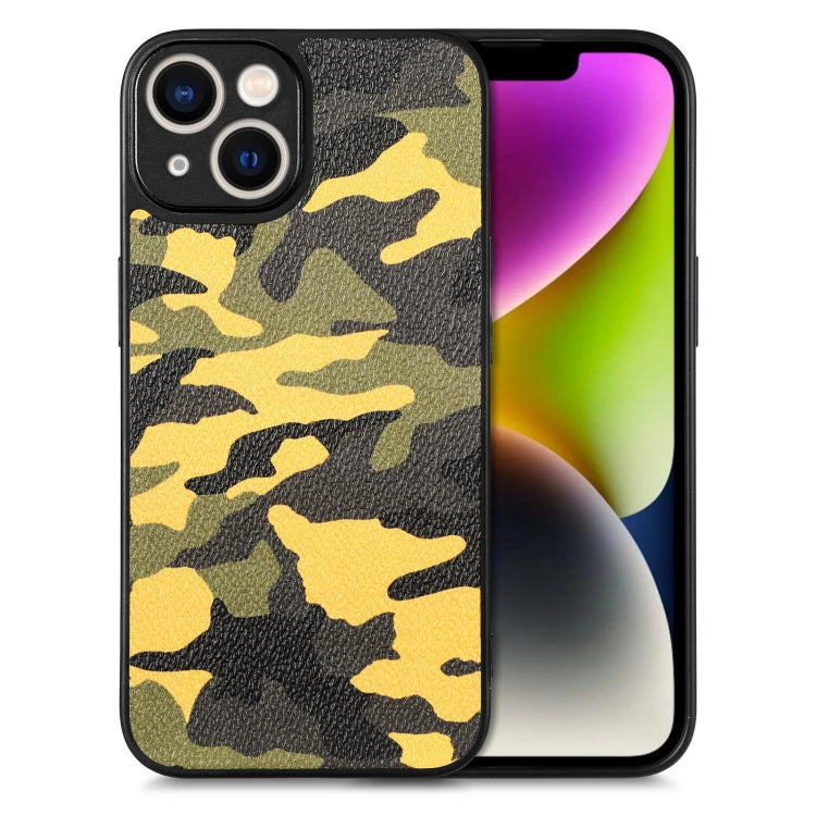 For iPhone 14 Camouflage Back Cover Leather Phone Case