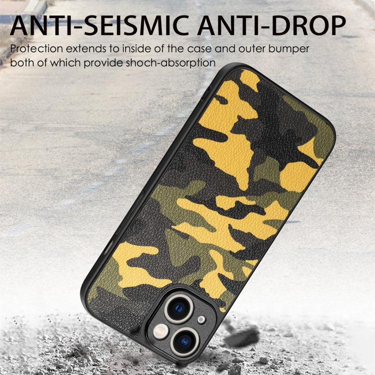 For iPhone 14 Camouflage Back Cover Leather Phone Case