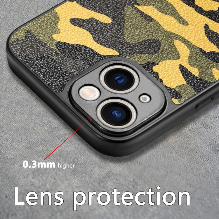 For iPhone 14 Camouflage Back Cover Leather Phone Case