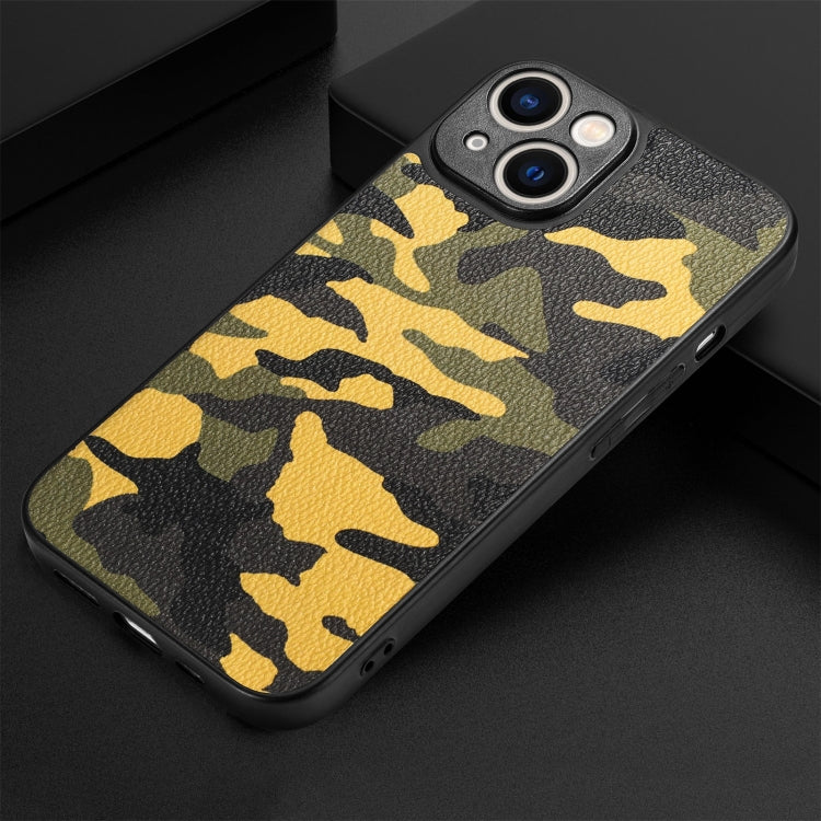 For iPhone 14 Camouflage Back Cover Leather Phone Case