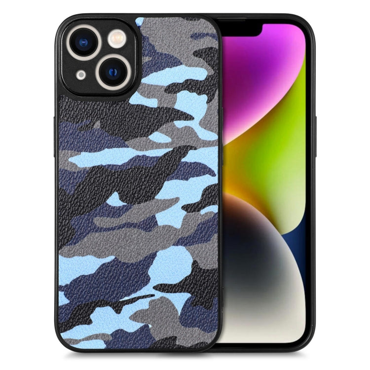 For iPhone 14 Camouflage Back Cover Leather Phone Case