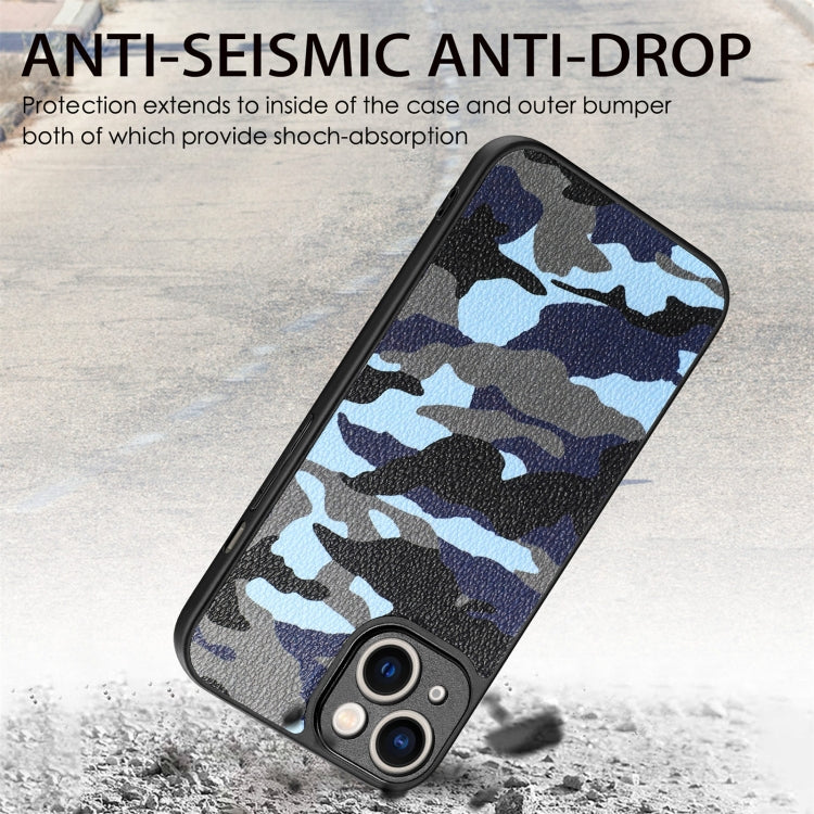For iPhone 14 Camouflage Back Cover Leather Phone Case