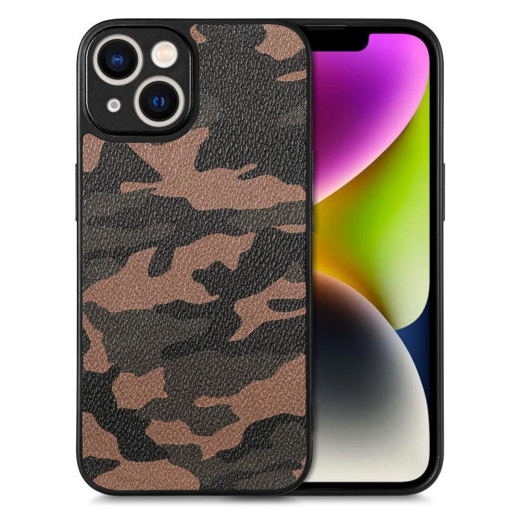 For iPhone 14 Camouflage Back Cover Leather Phone Case