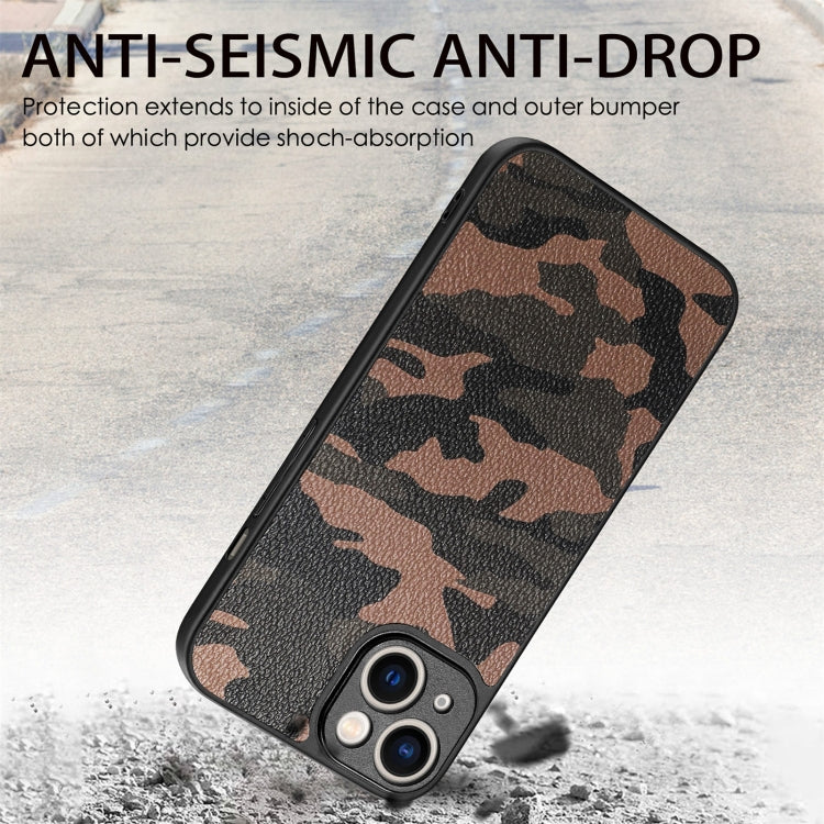 For iPhone 14 Camouflage Back Cover Leather Phone Case