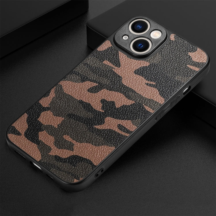 For iPhone 14 Camouflage Back Cover Leather Phone Case