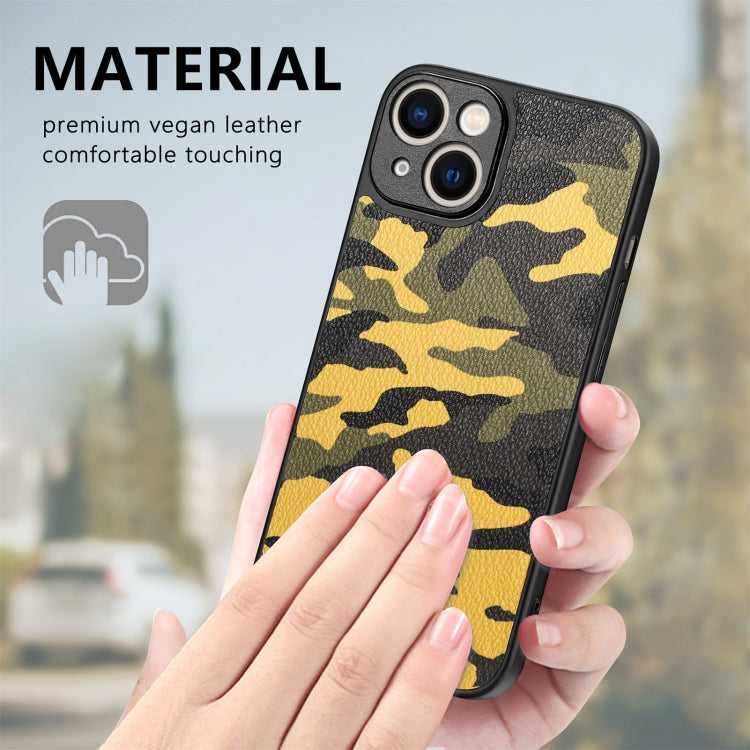 For iPhone 14 Plus Camouflage Leather Back Cover Phone Case