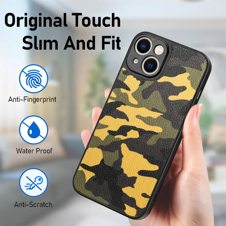 For iPhone 14 Plus Camouflage Leather Back Cover Phone Case