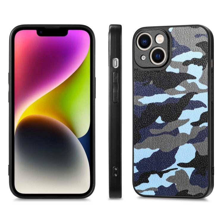 For iPhone 14 Plus Camouflage Leather Back Cover Phone Case