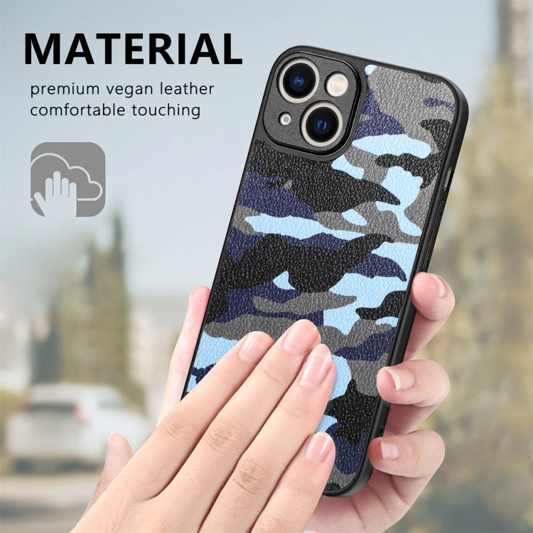 For iPhone 14 Plus Camouflage Leather Back Cover Phone Case