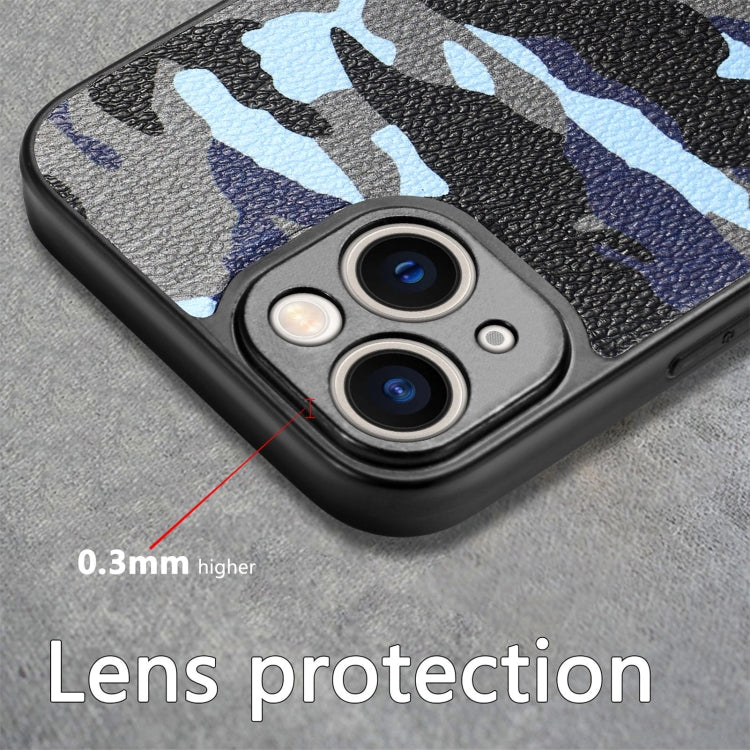 For iPhone 14 Plus Camouflage Leather Back Cover Phone Case