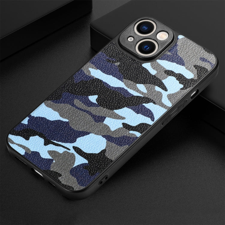 For iPhone 14 Plus Camouflage Leather Back Cover Phone Case