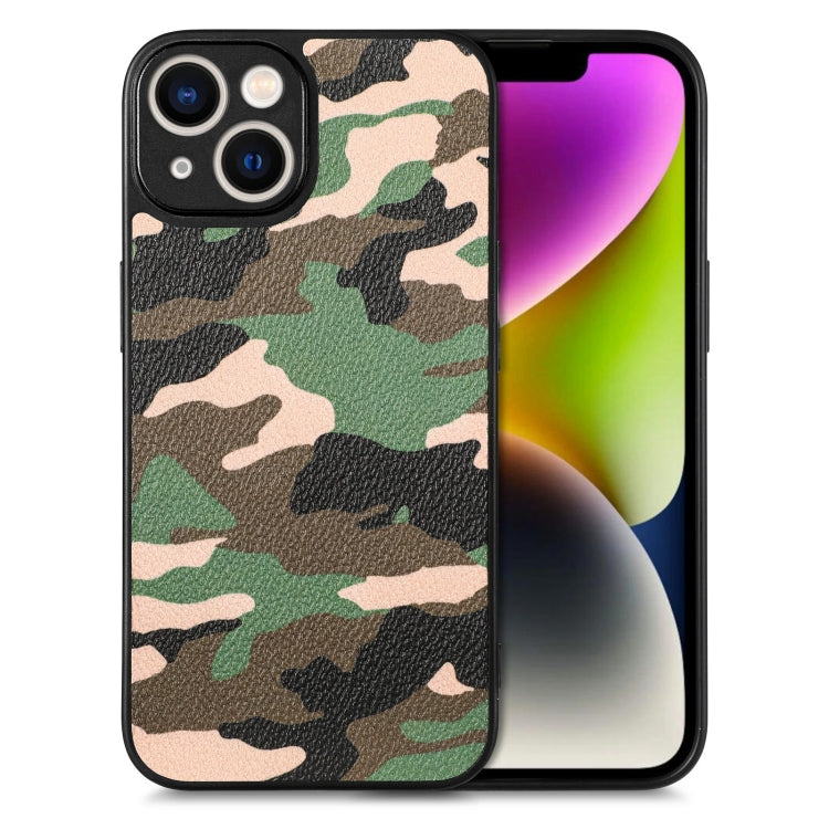 For iPhone 14 Plus Camouflage Leather Back Cover Phone Case