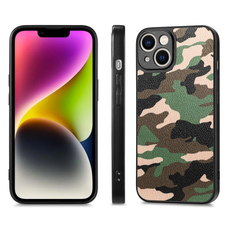 For iPhone 14 Plus Camouflage Leather Back Cover Phone Case