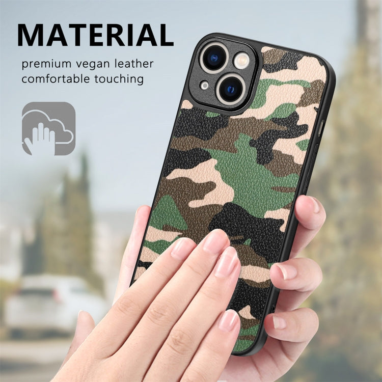 For iPhone 14 Plus Camouflage Leather Back Cover Phone Case