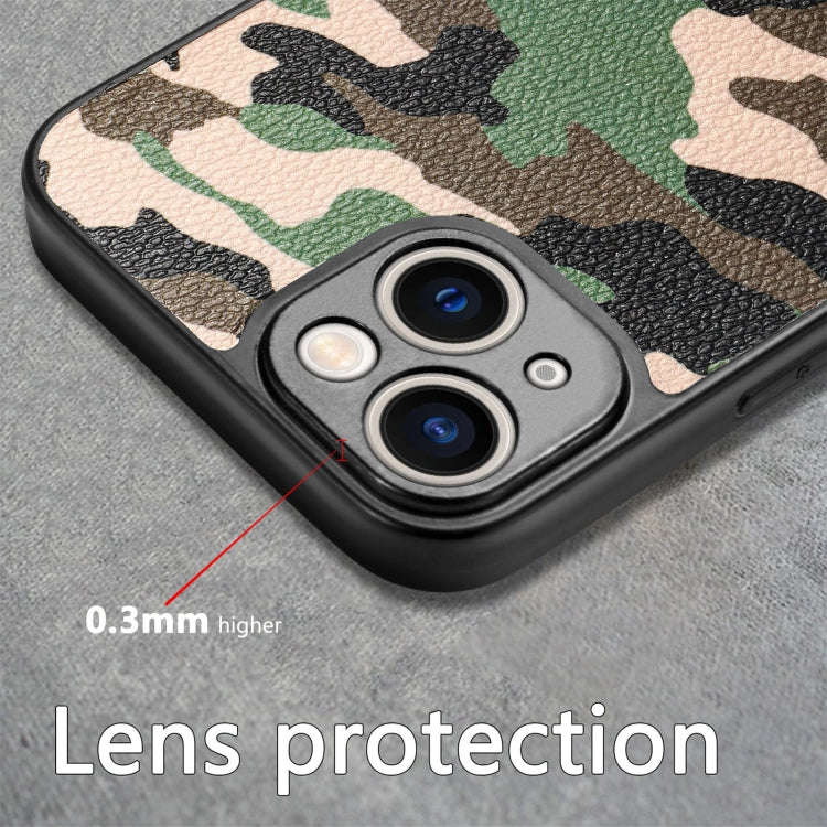 For iPhone 14 Plus Camouflage Leather Back Cover Phone Case