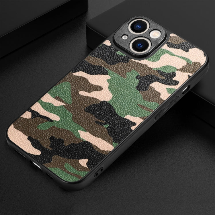 For iPhone 14 Plus Camouflage Leather Back Cover Phone Case