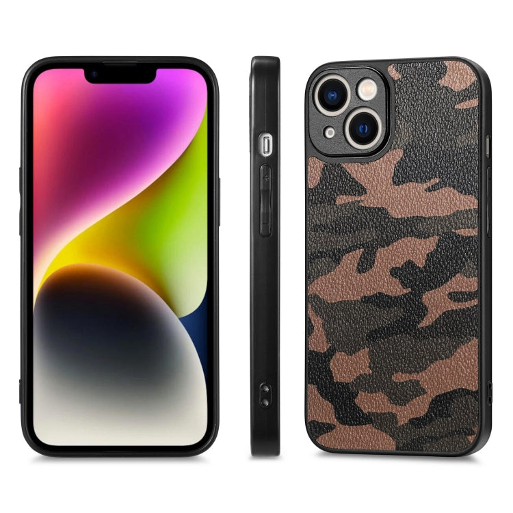 For iPhone 14 Plus Camouflage Leather Back Cover Phone Case