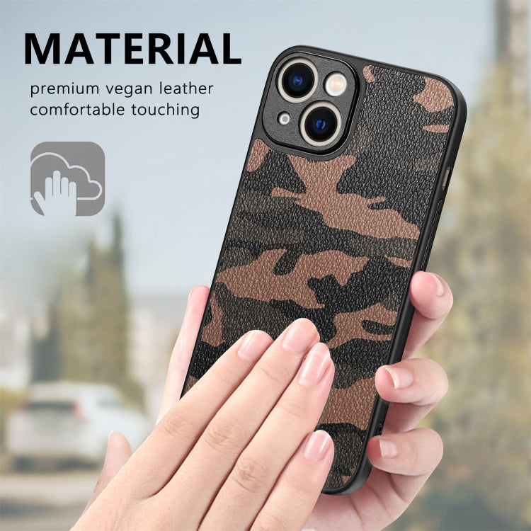For iPhone 14 Plus Camouflage Leather Back Cover Phone Case