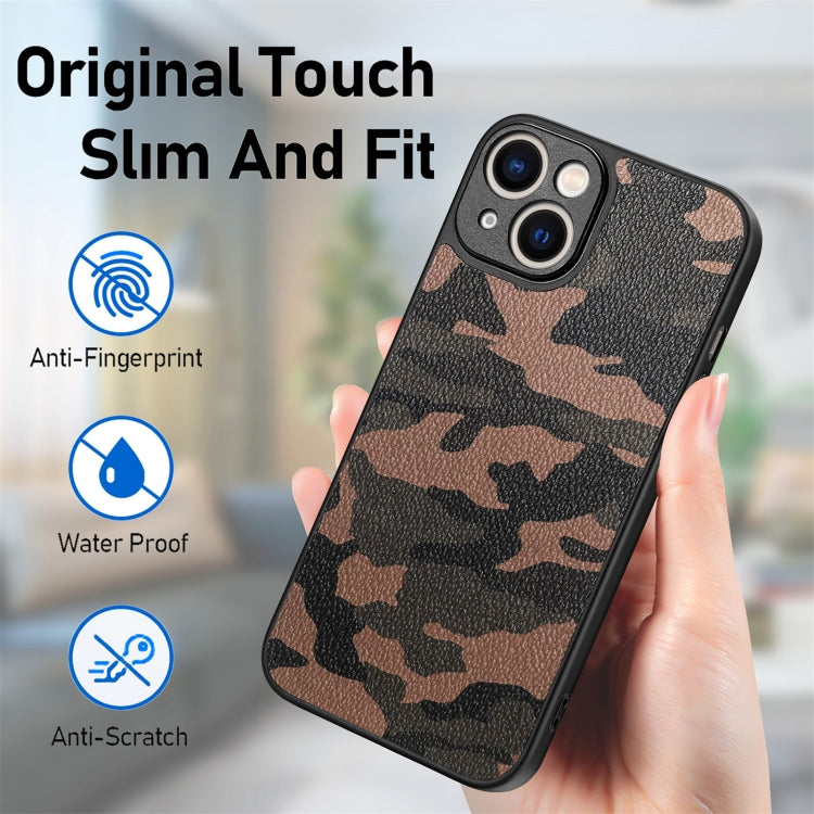 For iPhone 14 Plus Camouflage Leather Back Cover Phone Case