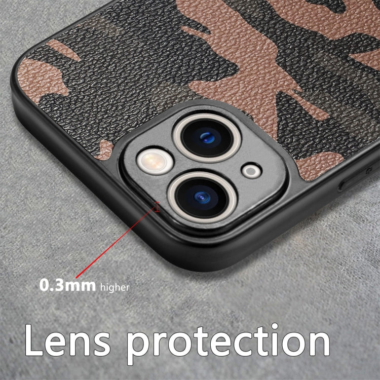 For iPhone 14 Plus Camouflage Leather Back Cover Phone Case