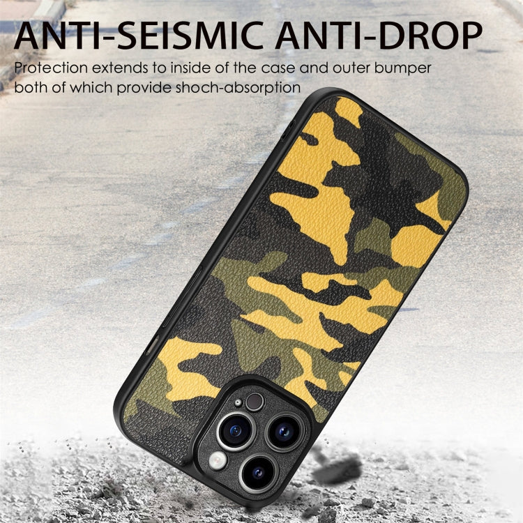 For iPhone 14 Pro Max Camouflage Leather Back Cover Phone Case