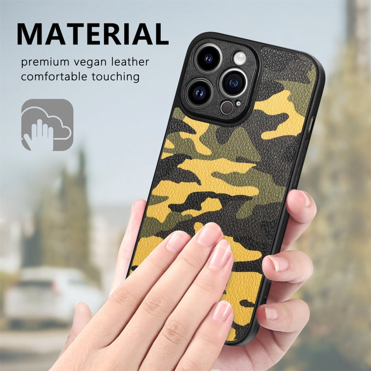 For iPhone 14 Pro Max Camouflage Leather Back Cover Phone Case