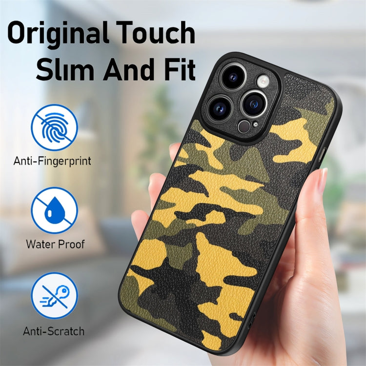 For iPhone 14 Pro Max Camouflage Leather Back Cover Phone Case