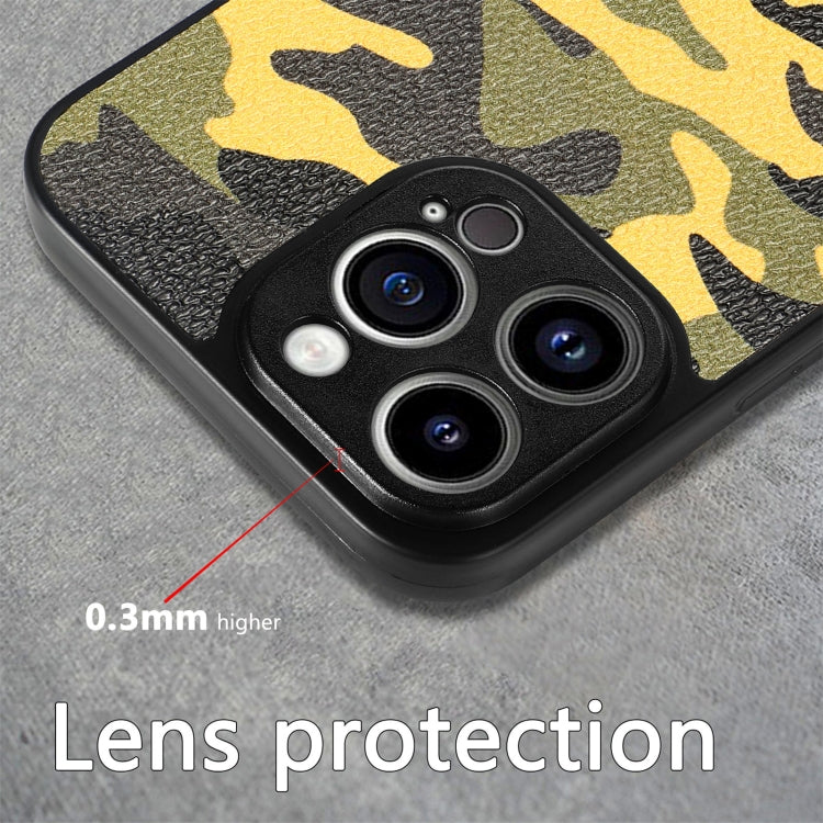 For iPhone 14 Pro Max Camouflage Leather Back Cover Phone Case