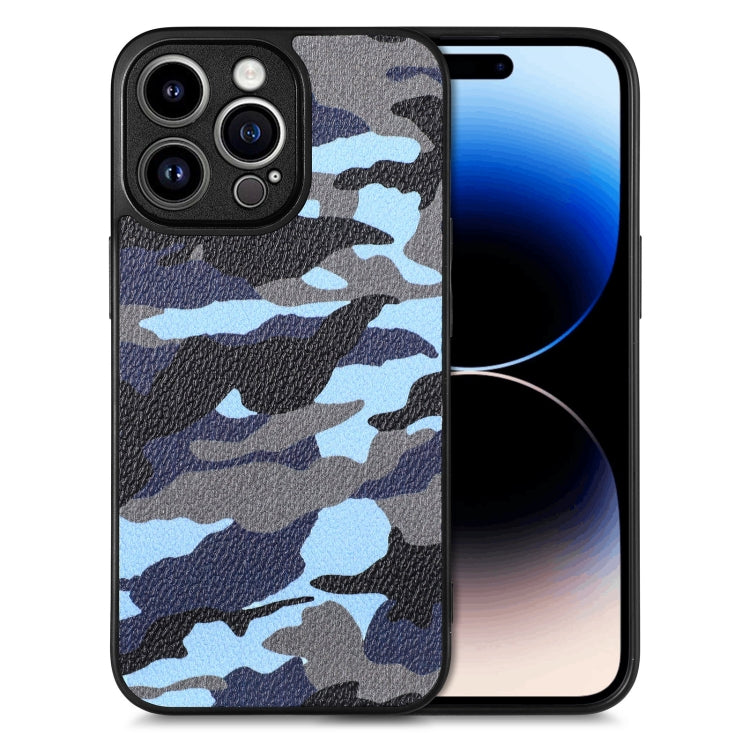 For iPhone 14 Pro Max Camouflage Leather Back Cover Phone Case